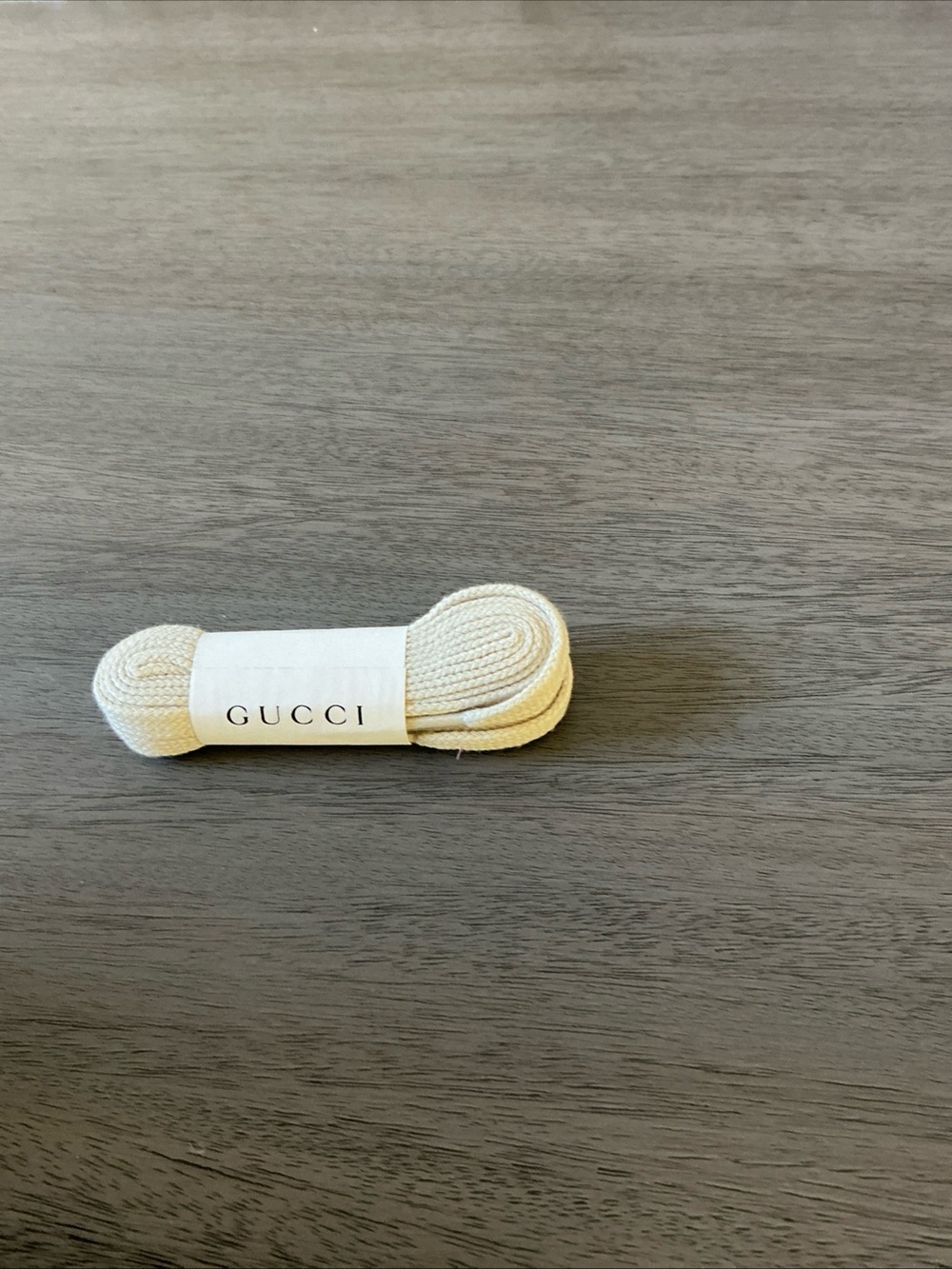 New Authentic Gucci Cream Cotton Shoelaces with Branded Wrap